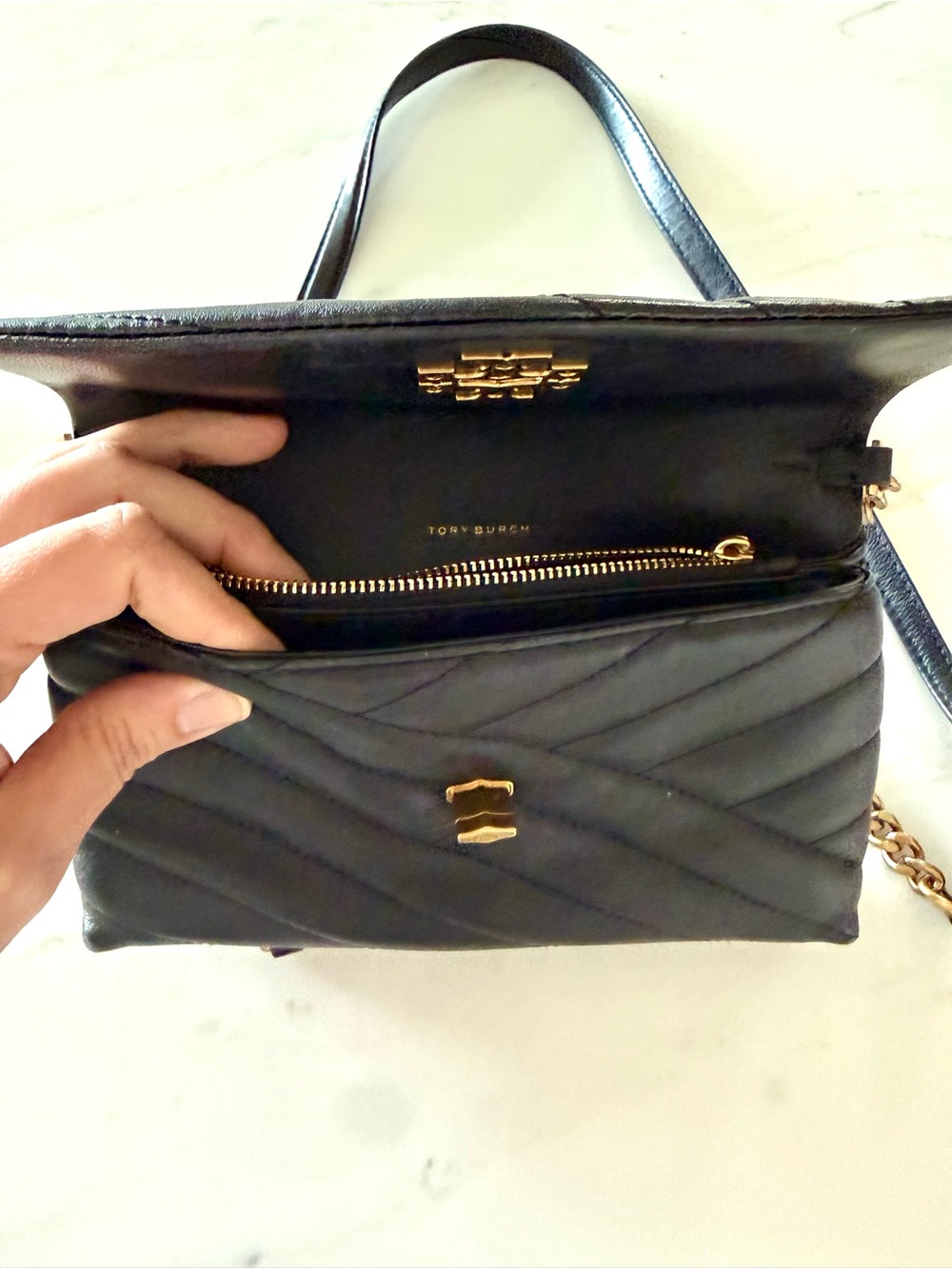Tory Burch Kira Chevron in Black - Picture 2 of 7